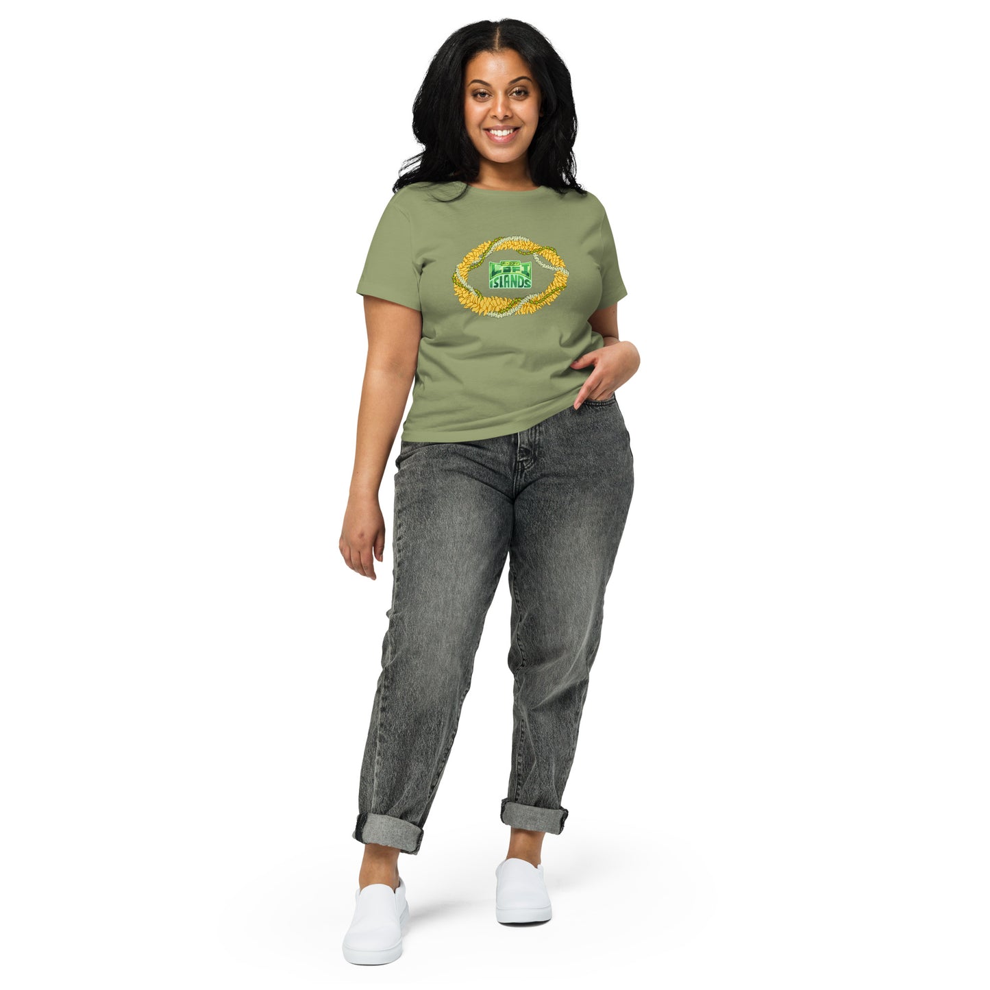 Gold Lei Women’s High-Waisted T-Shirt