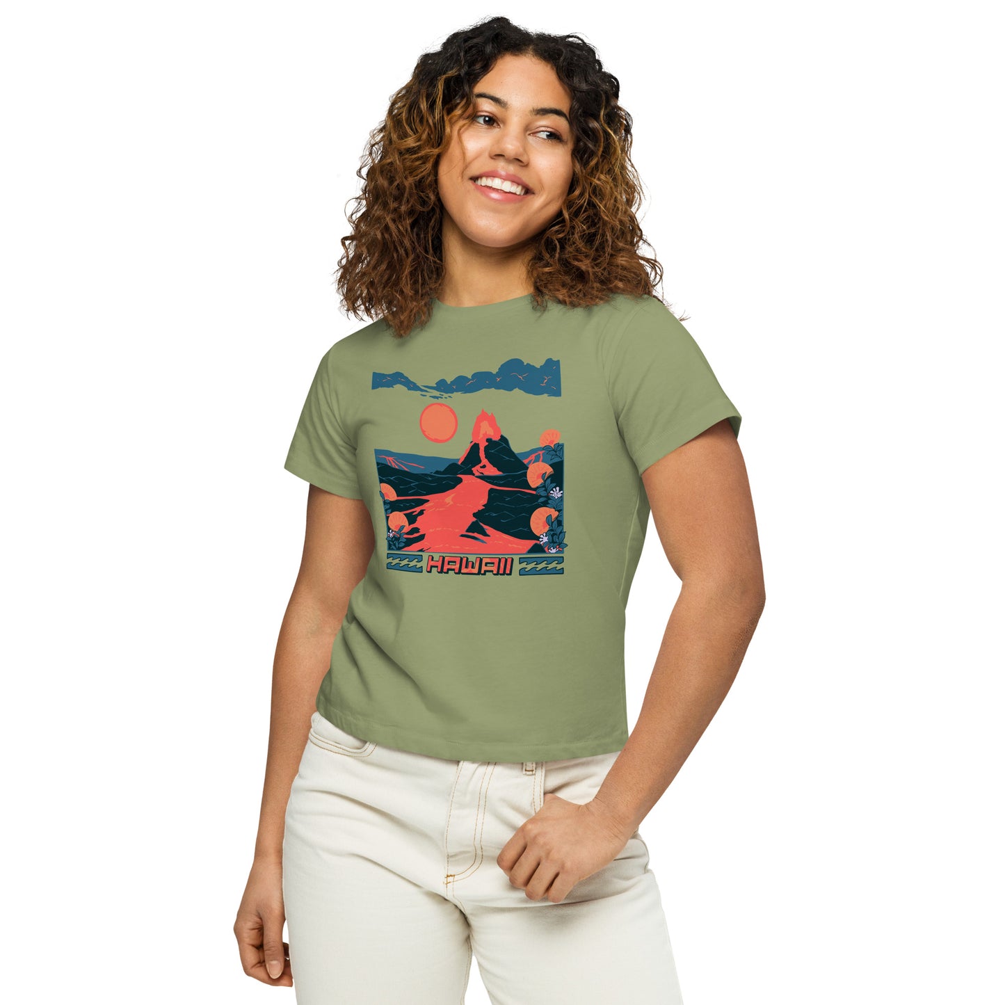 Volcano Hawaii Remix Women’s High-Waisted T-Shirt