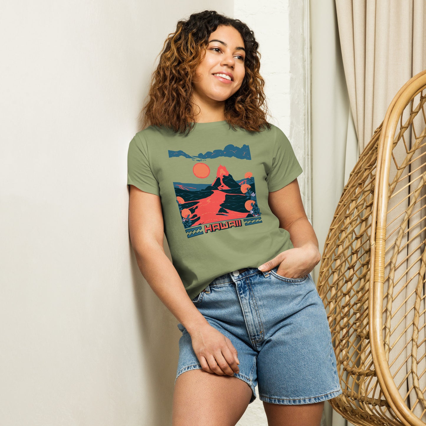 Volcano Hawaii Remix Women’s High-Waisted T-Shirt