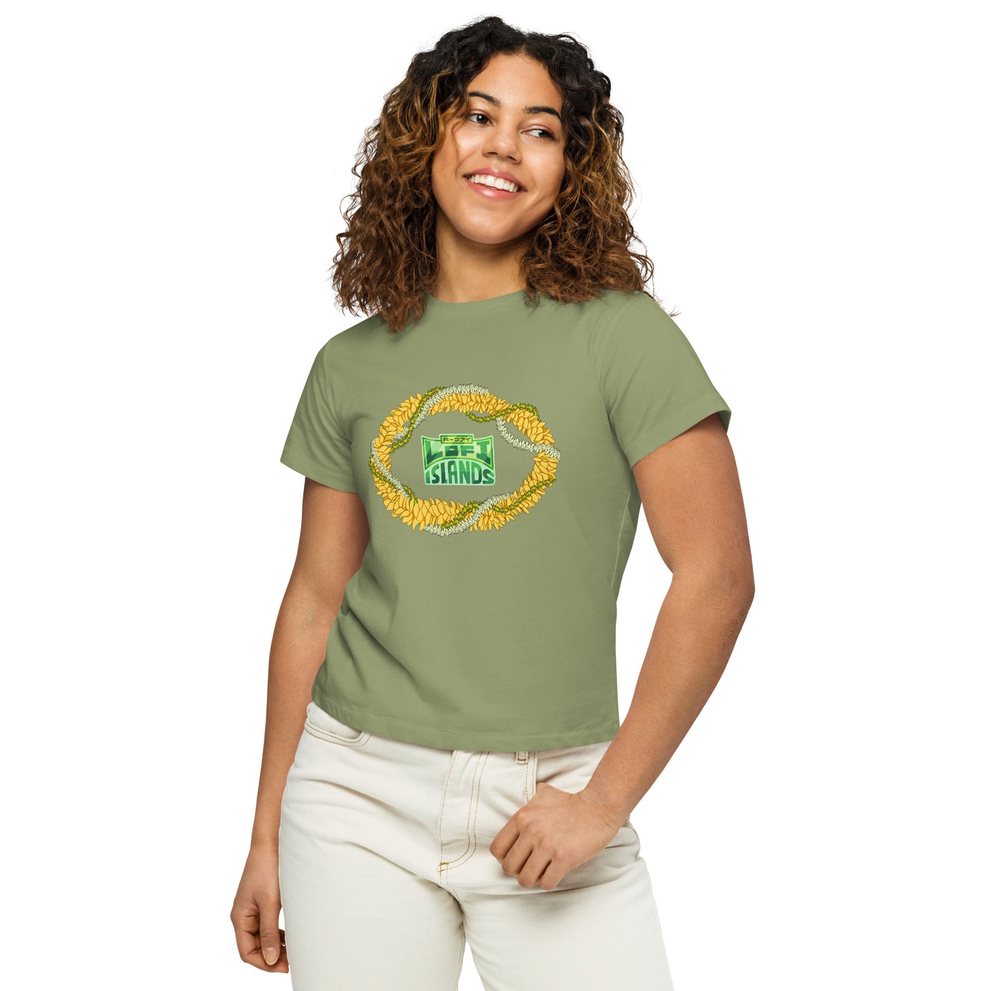 Gold Lei Women’s High-Waisted T-Shirt