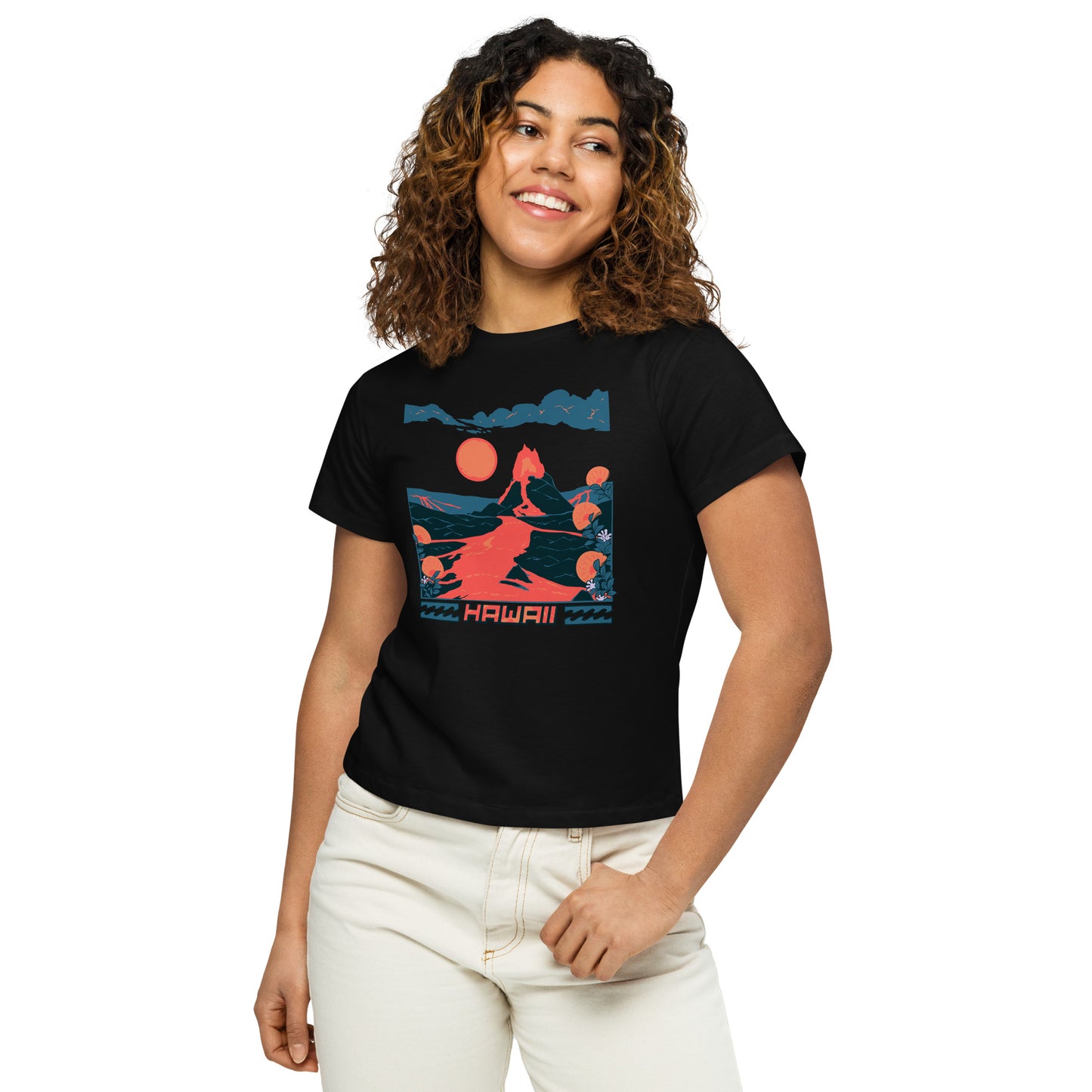 Volcano Hawaii Remix Women’s High-Waisted T-Shirt