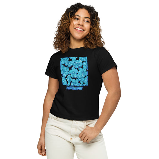 Blue Hibiscus Hawaii Women’s High-Waisted T-Shirt