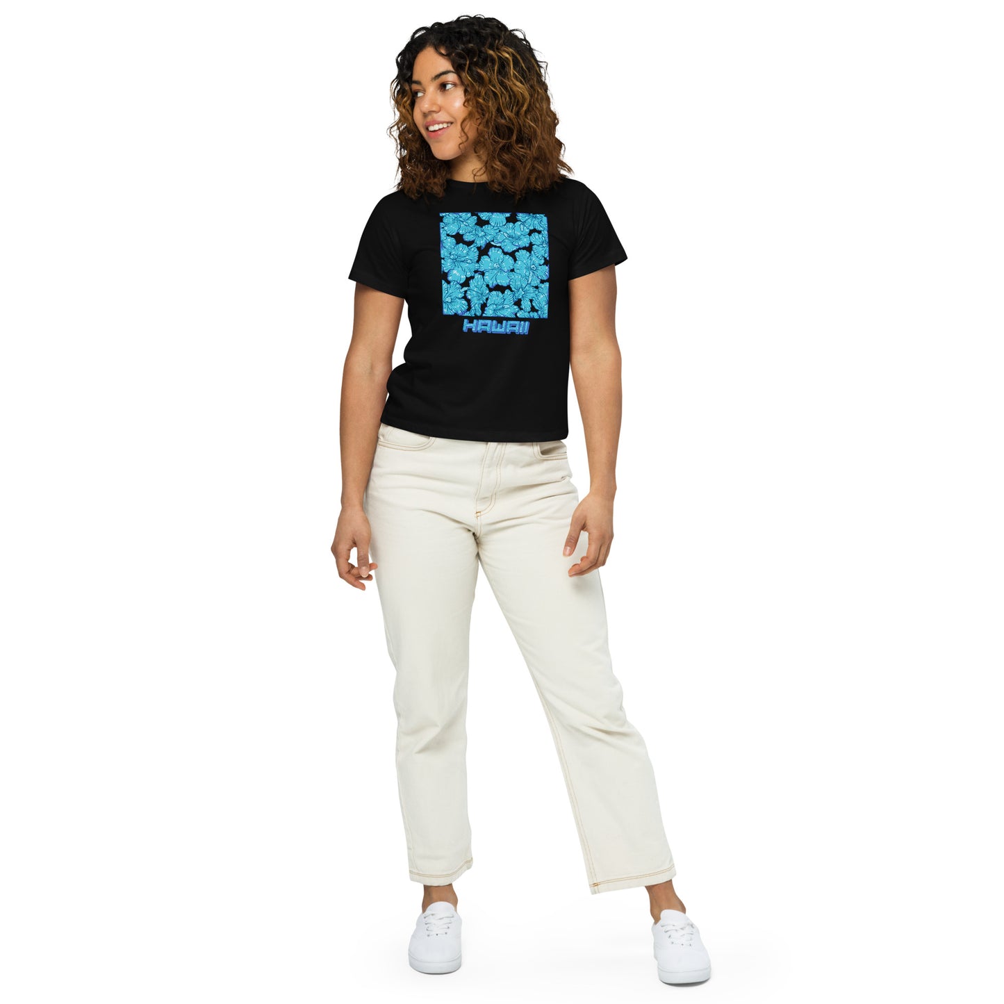 Blue Hibiscus Hawaii Women’s High-Waisted T-Shirt