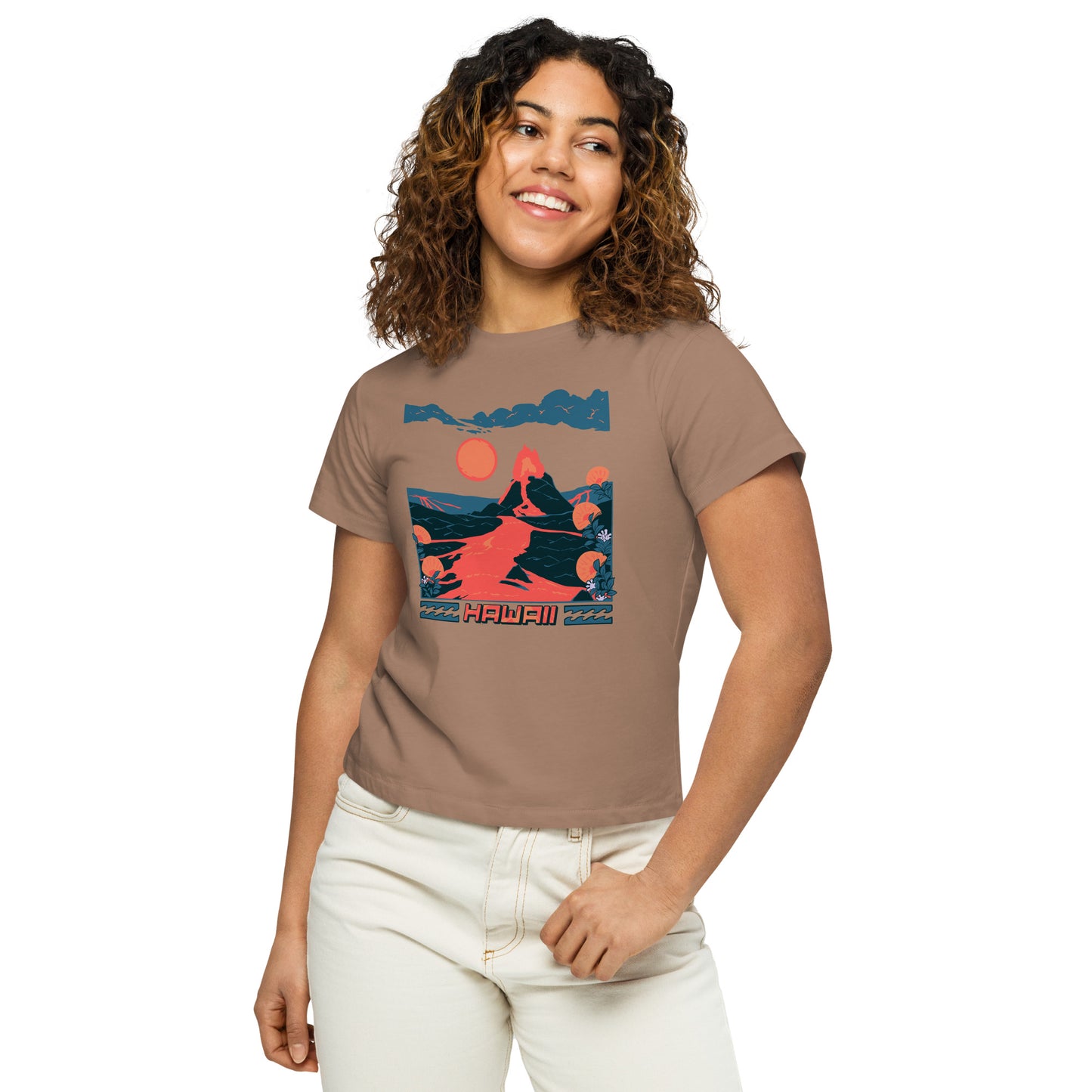 Volcano Hawaii Remix Women’s High-Waisted T-Shirt