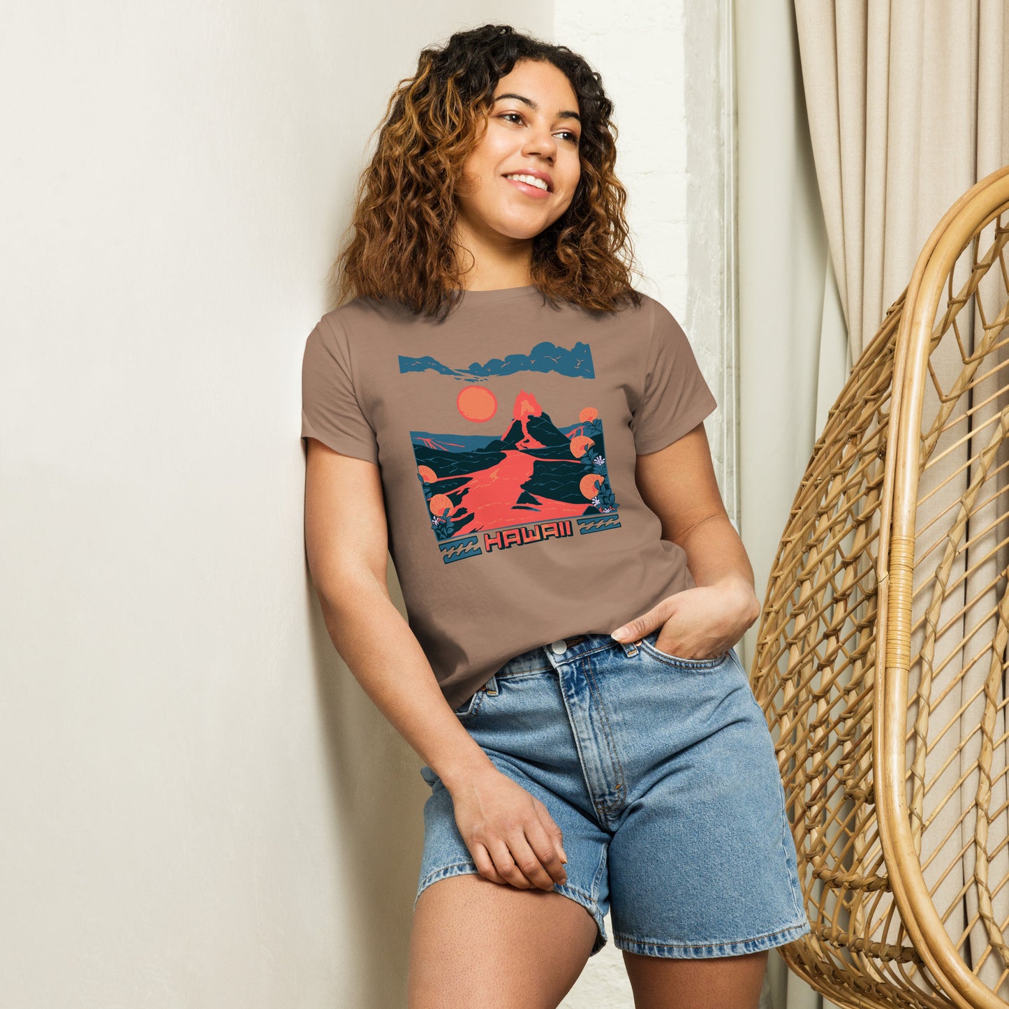 Volcano Hawaii Remix Women’s High-Waisted T-Shirt