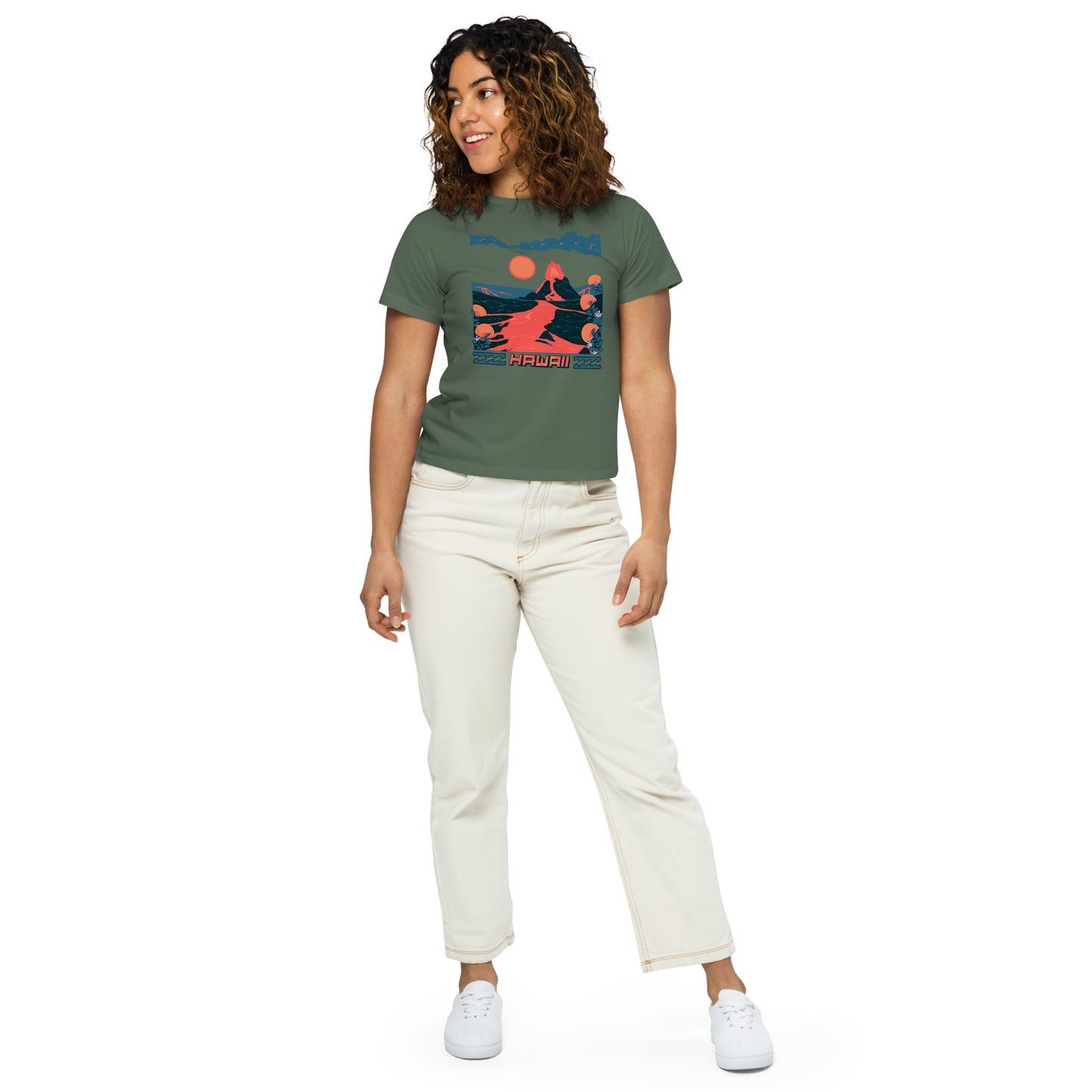 Volcano Hawaii Remix Women’s High-Waisted T-Shirt