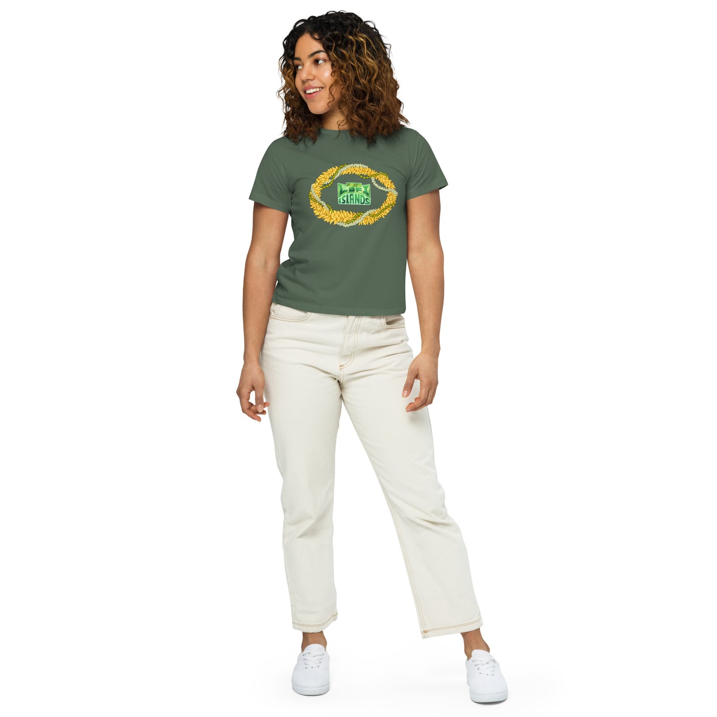 Gold Lei Women’s High-Waisted T-Shirt