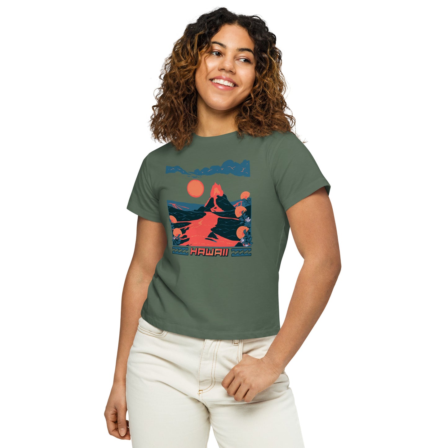 Volcano Hawaii Remix Women’s High-Waisted T-Shirt