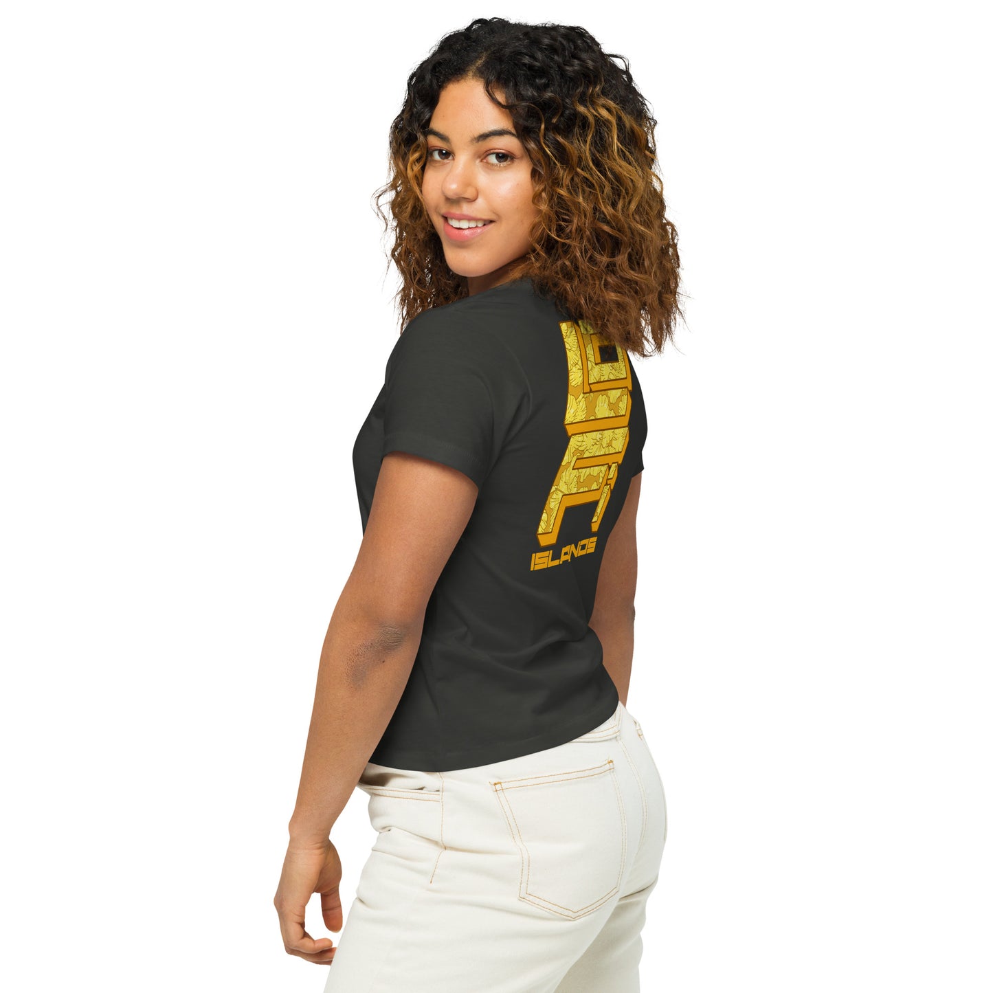 Gold Hibiscus Hawaii Women’s High-Waisted T-Shirt