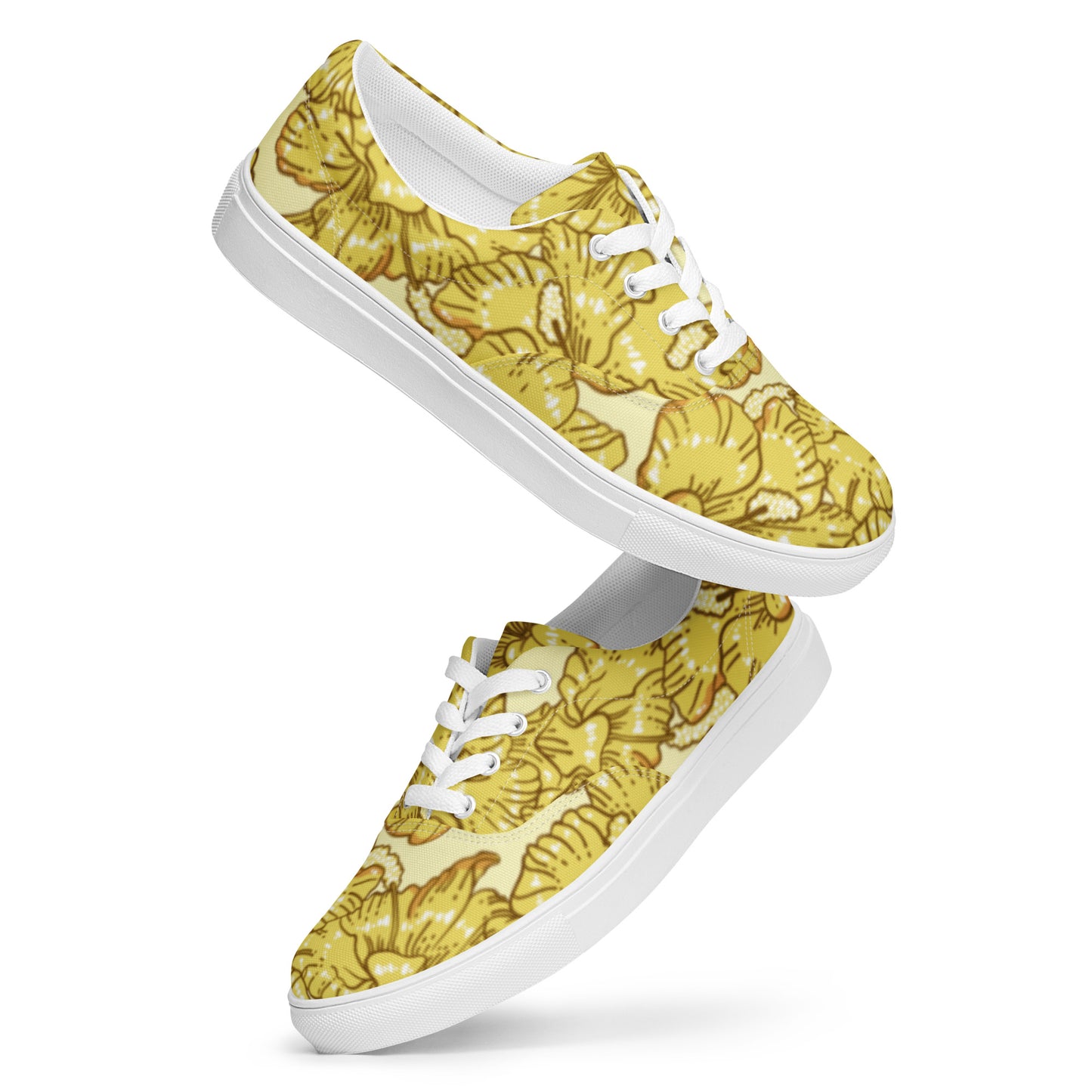 Gold Hibiscus Women’s Lace-Up Shoes