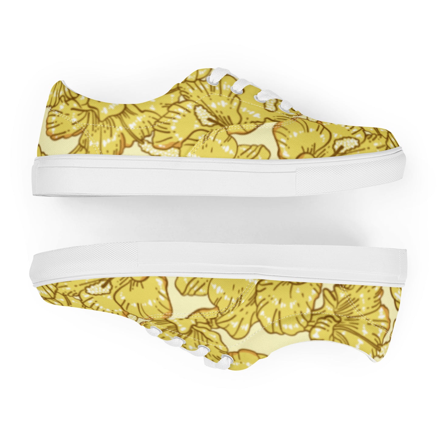 Gold Hibiscus Women’s Lace-Up Shoes