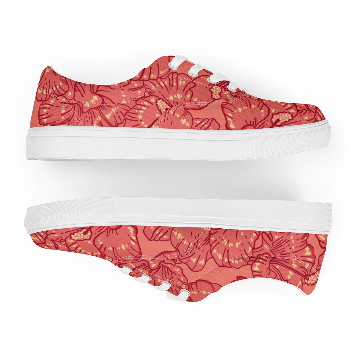 Red Hibiscus Women’s Lace-Up Shoes