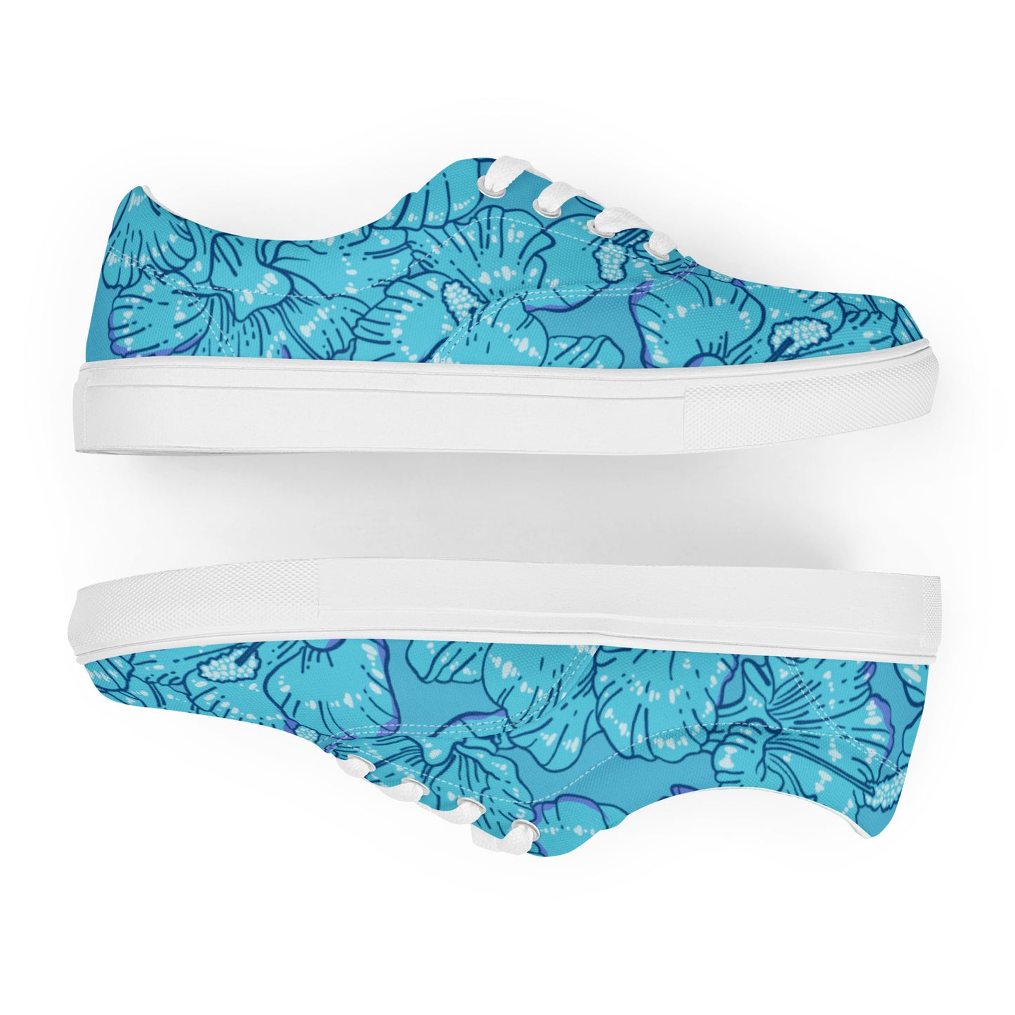 Blue Hibiscus Women’s Lace-Up Canvas Shoes