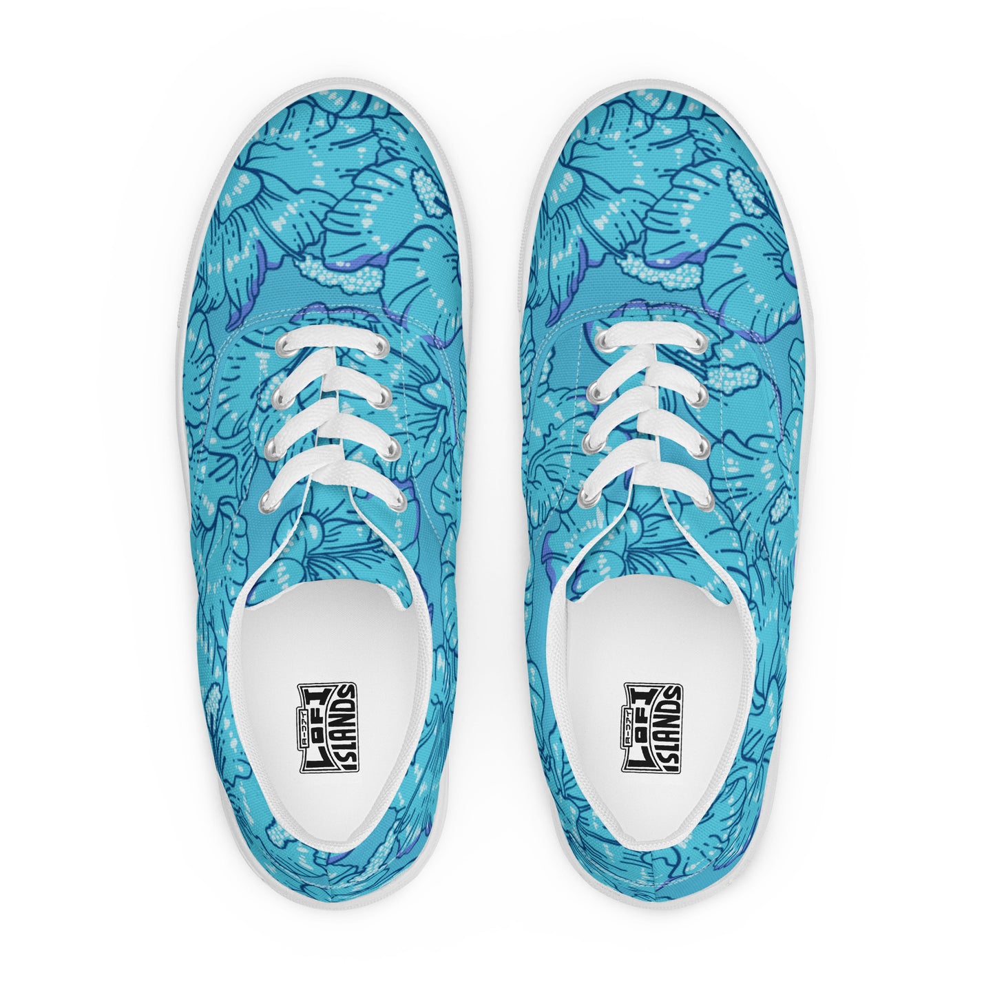 Blue Hibiscus Women’s Lace-Up Canvas Shoes