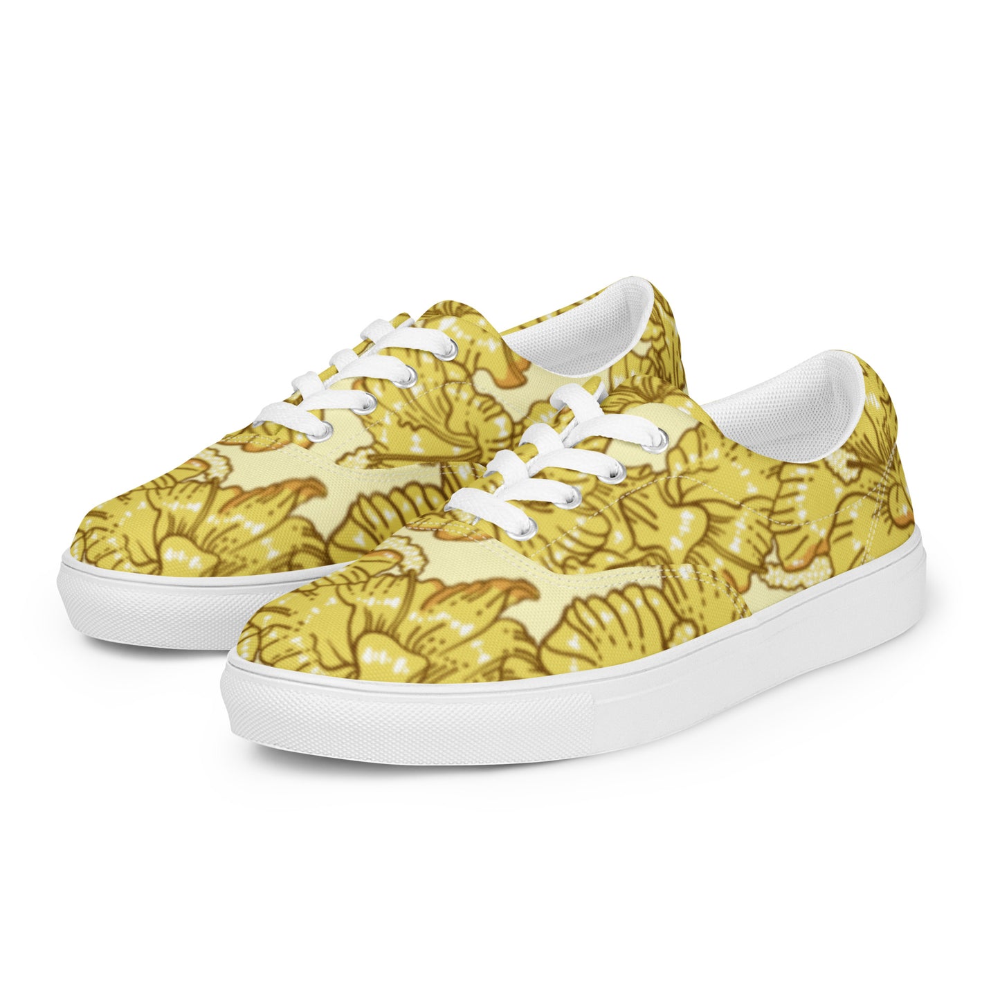 Gold Hibiscus Women’s Lace-Up Shoes