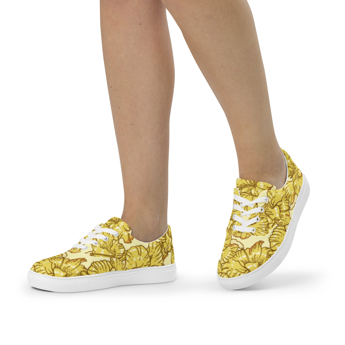 Gold Hibiscus Women’s Lace-Up Shoes