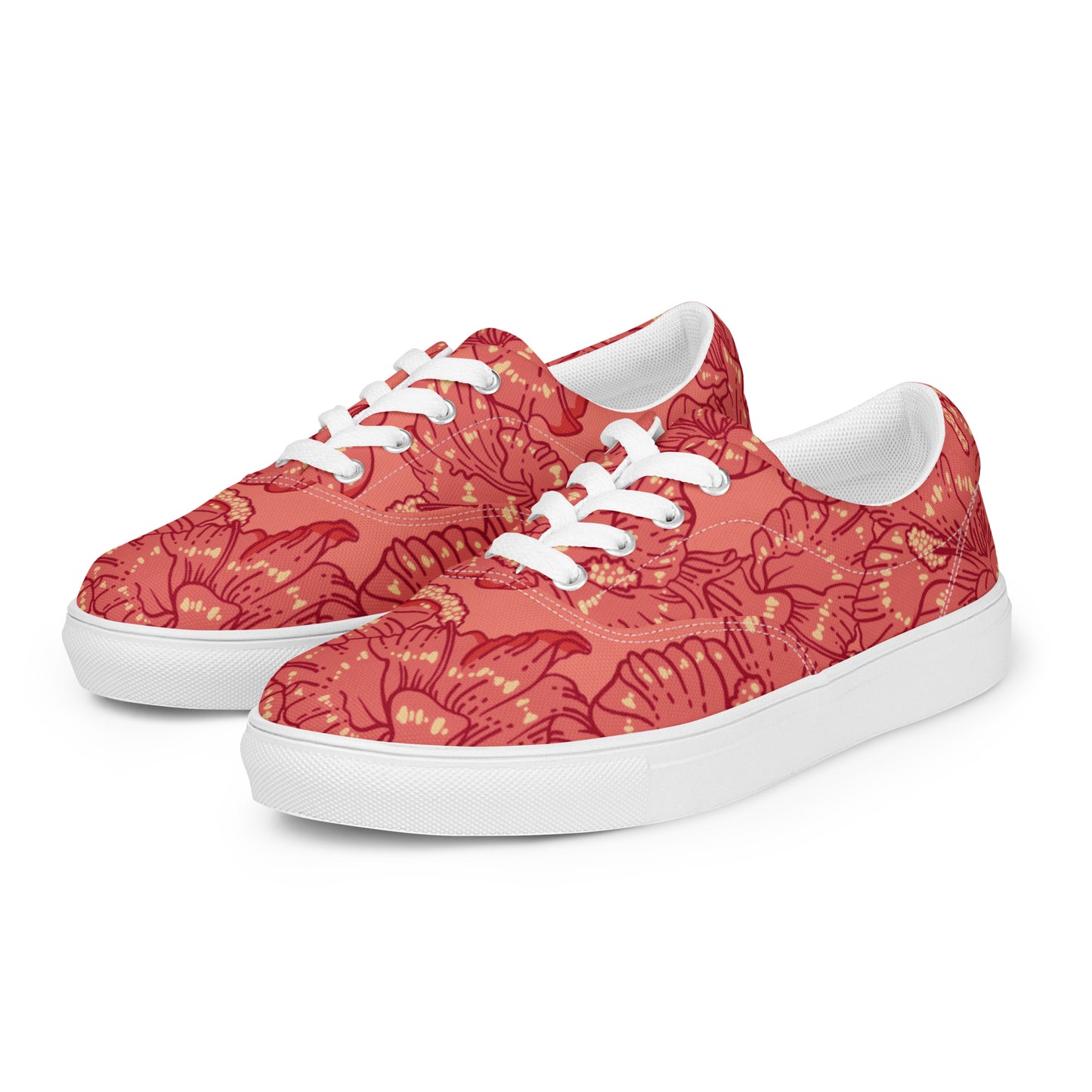 Red Hibiscus Women’s Lace-Up Shoes