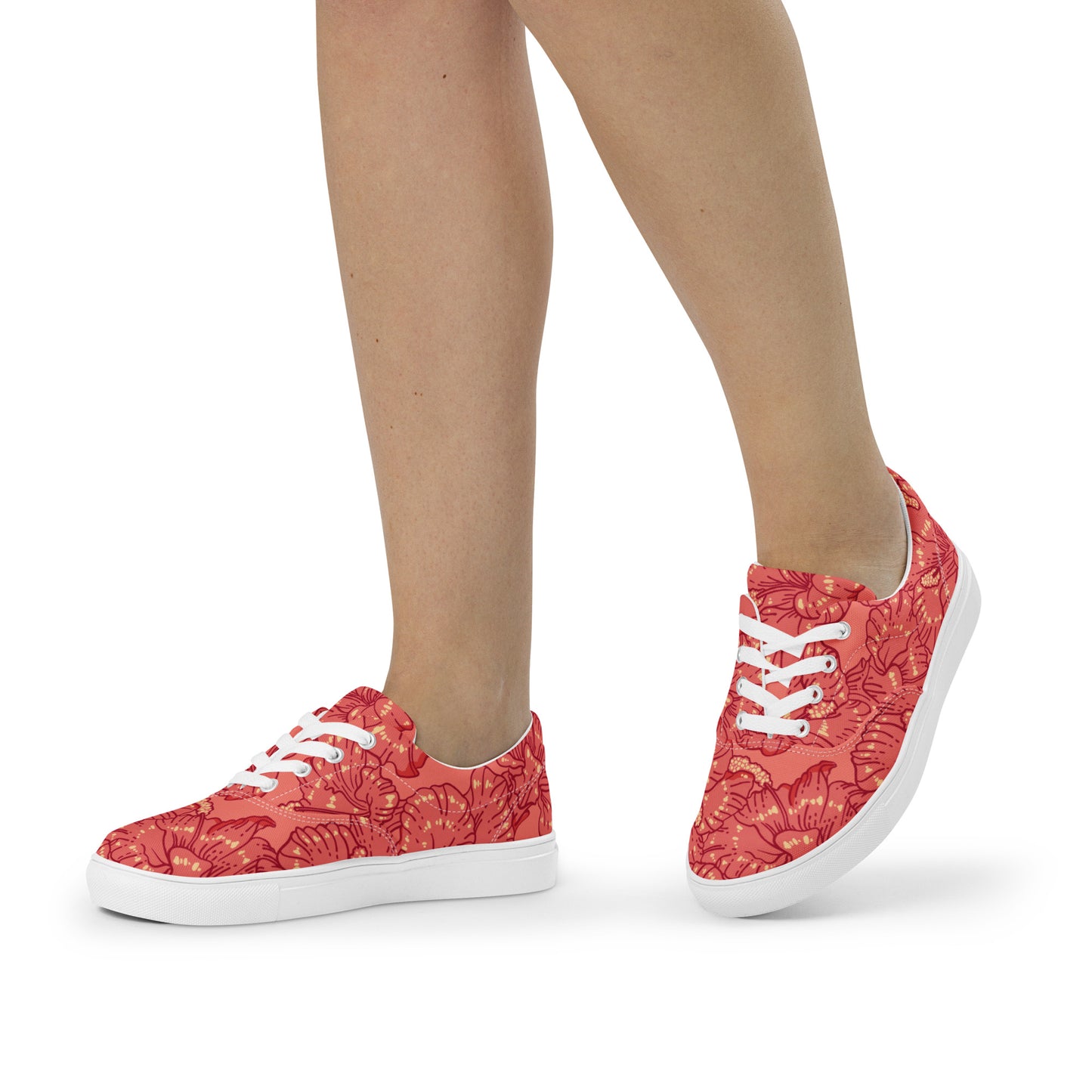 Red Hibiscus Women’s Lace-Up Shoes