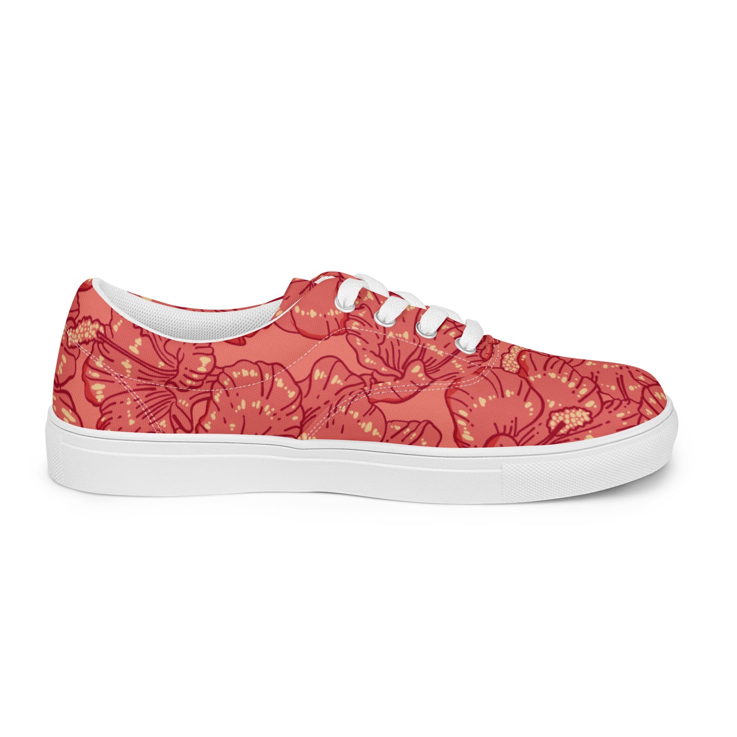 Red Hibiscus Women’s Lace-Up Shoes