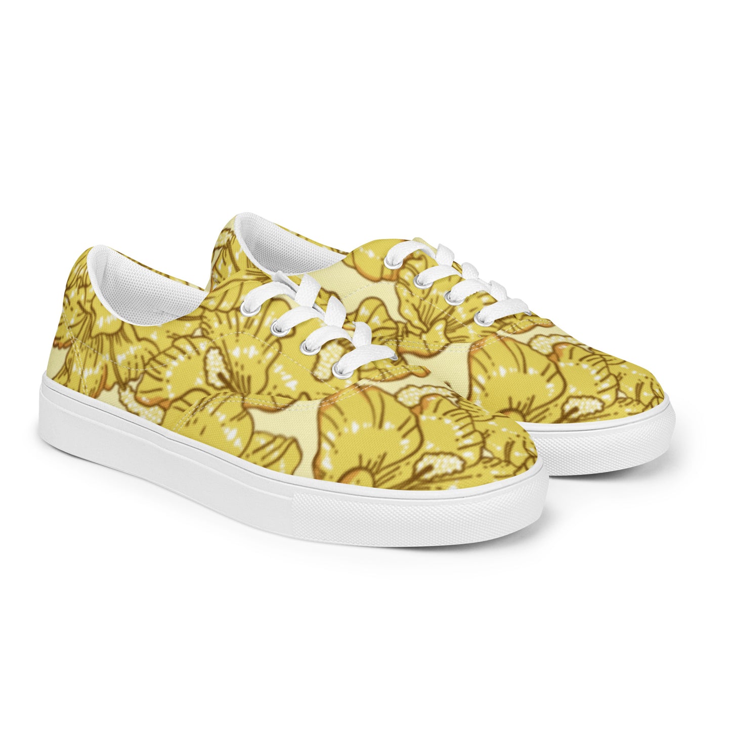 Gold Hibiscus Women’s Lace-Up Shoes