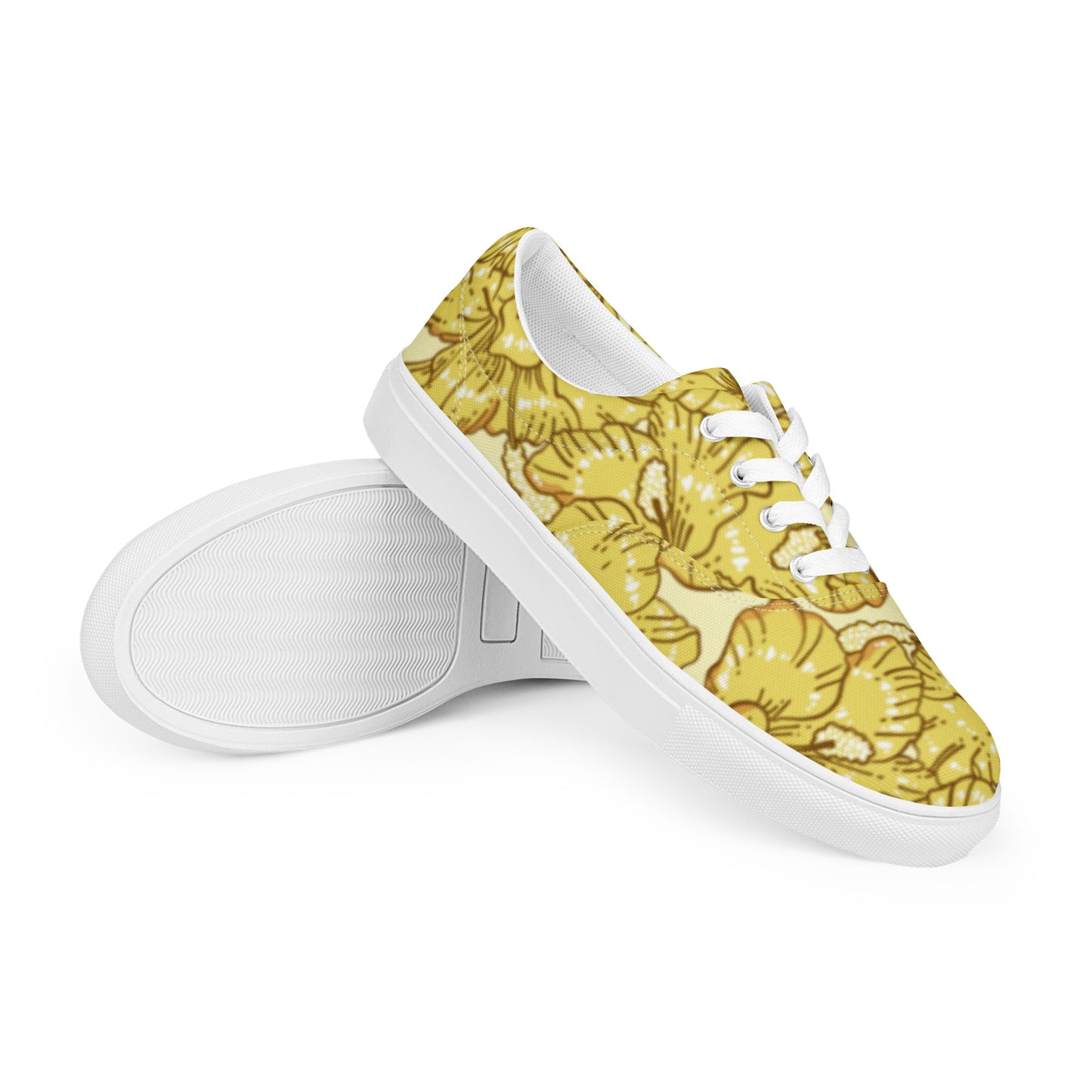 Gold Hibiscus Women’s Lace-Up Shoes