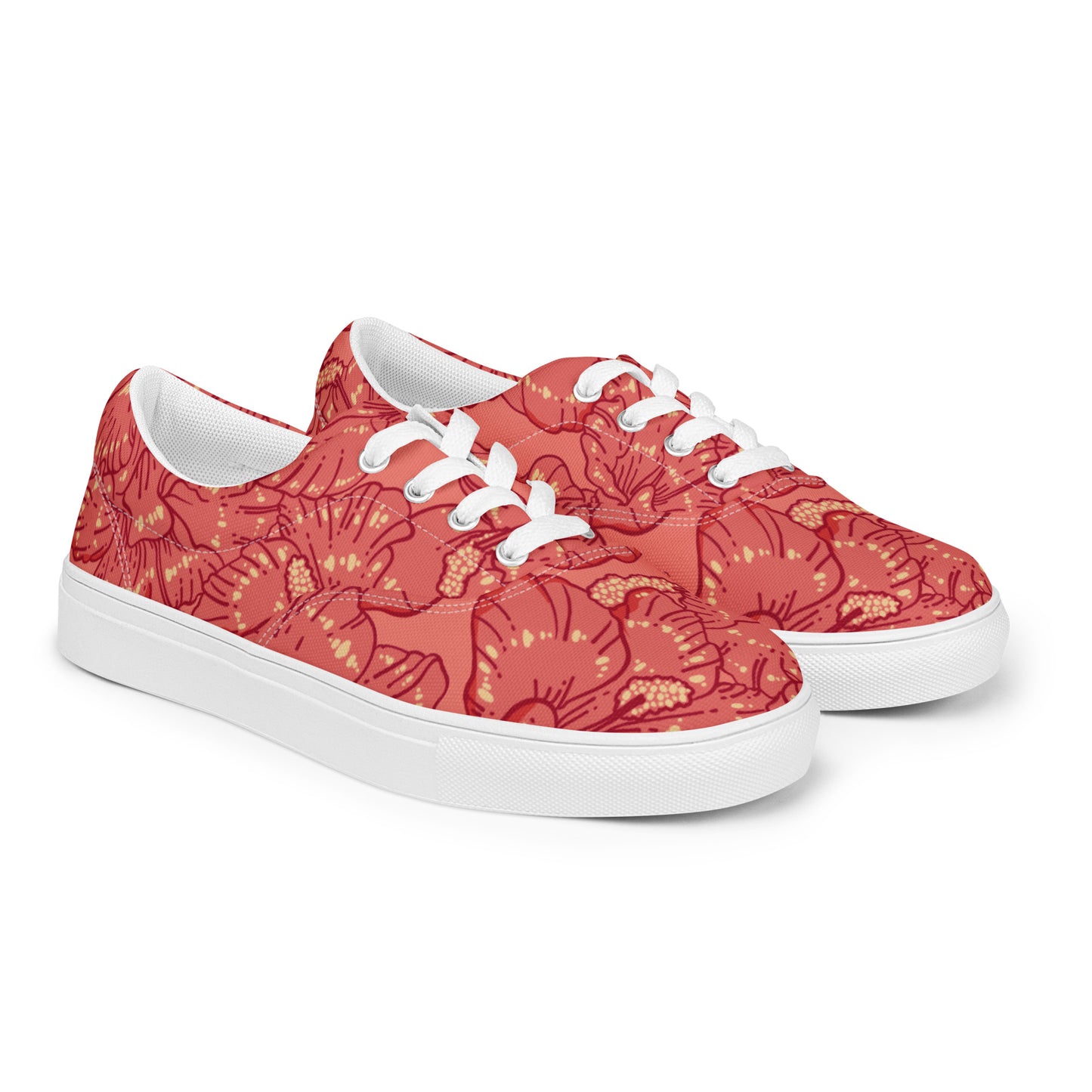 Red Hibiscus Women’s Lace-Up Shoes