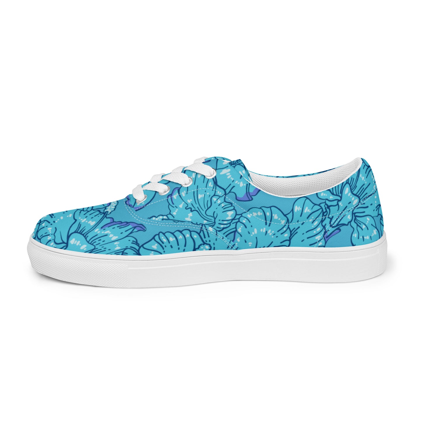 Blue Hibiscus Women’s Lace-Up Canvas Shoes