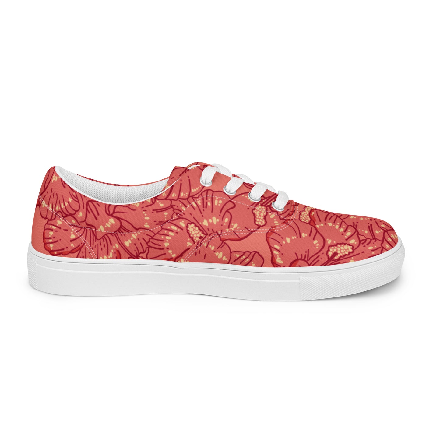 Red Hibiscus Women’s Lace-Up Shoes