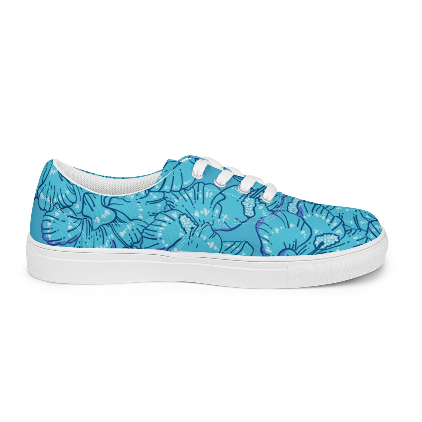 Blue Hibiscus Women’s Lace-Up Canvas Shoes