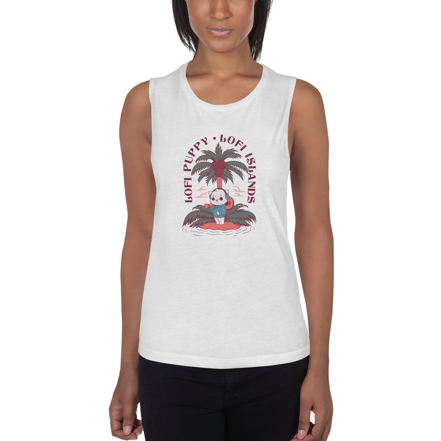 Lo-Fi Islands Puppy Ladies’ Muscle Tank