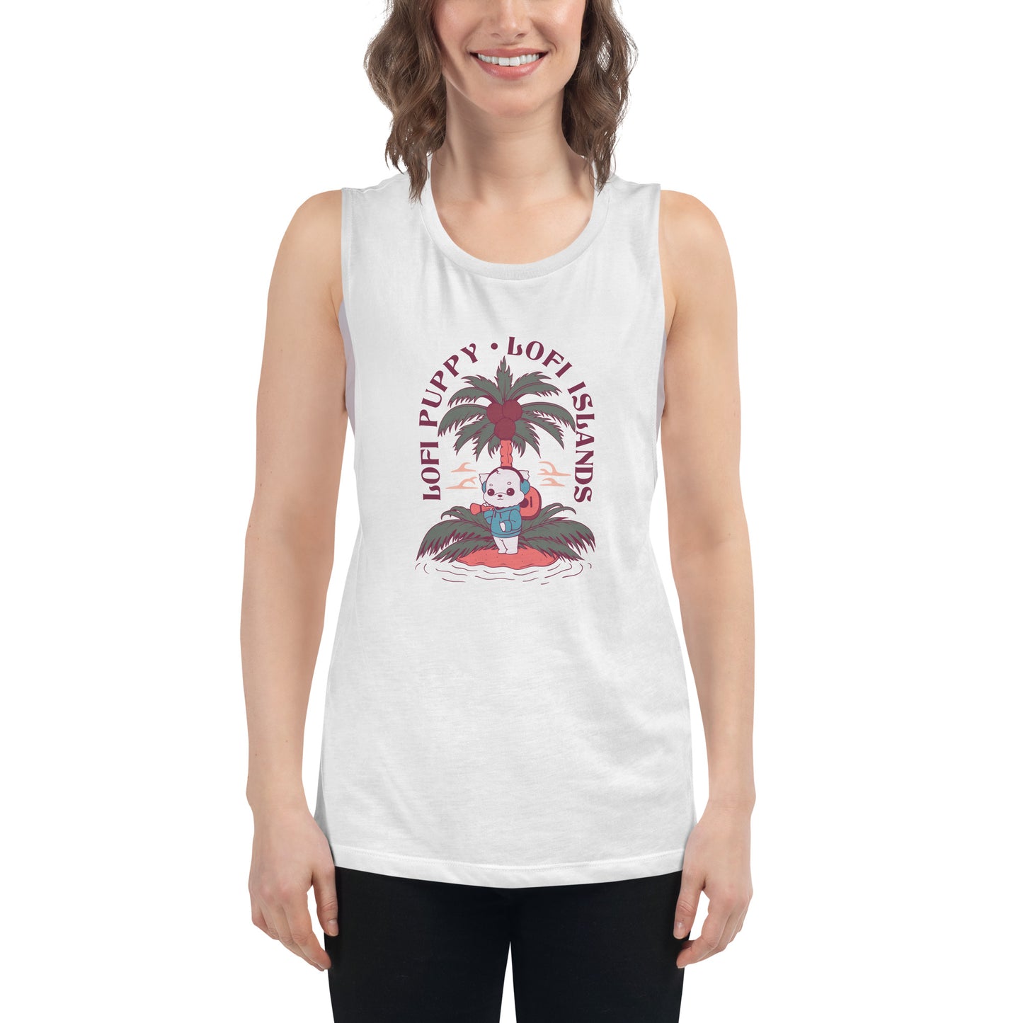 Lo-Fi Islands Puppy Ladies’ Muscle Tank