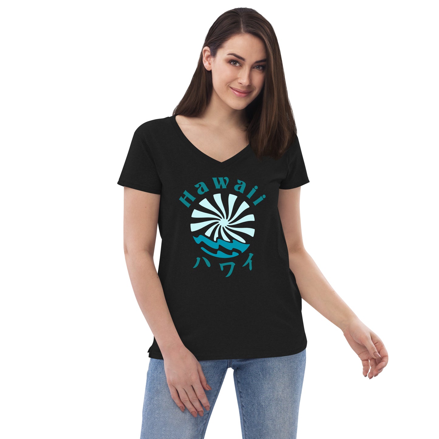 Hawaii Lo-Fi Islands Women’s Recycled V-Neck T-Shirt