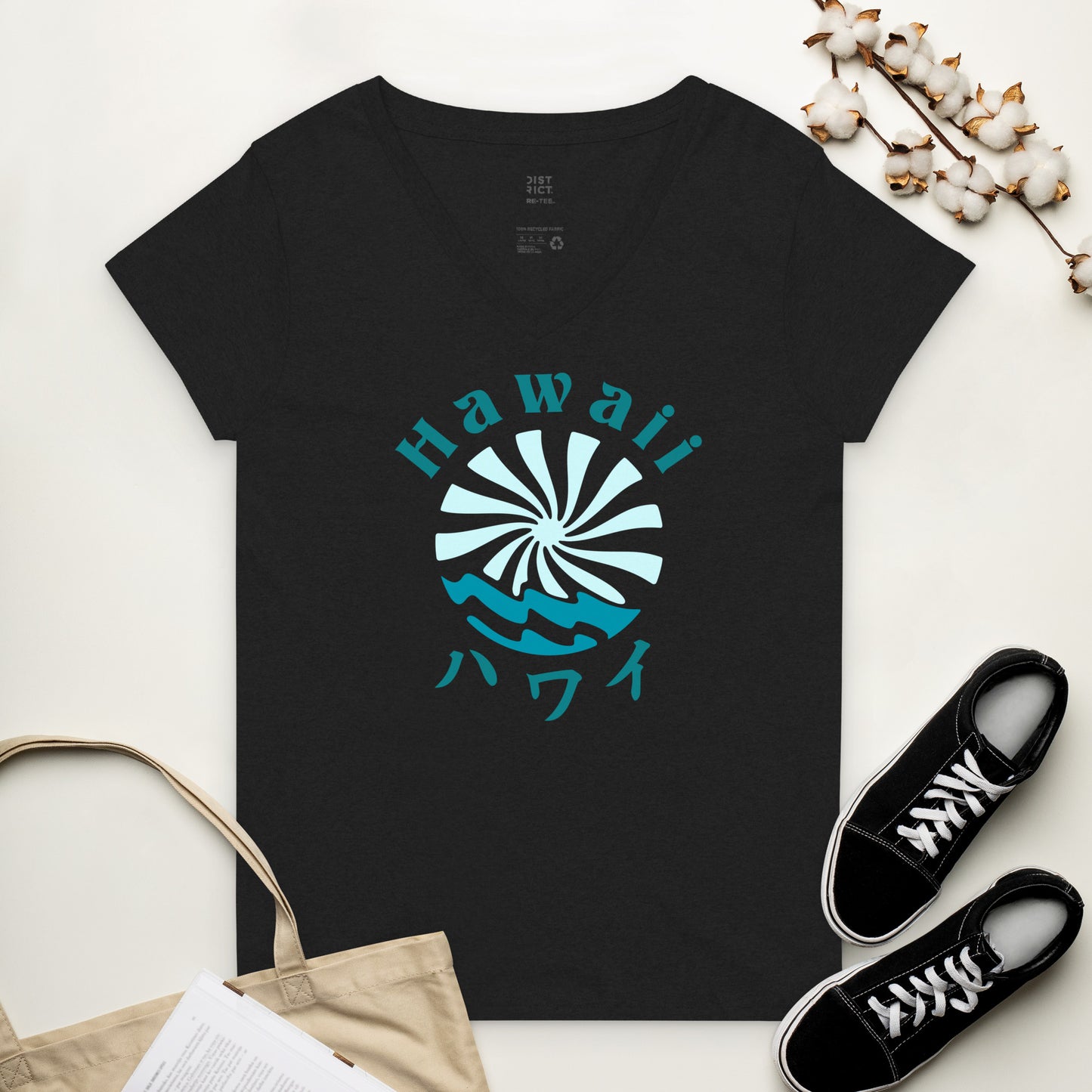 Hawaii Lo-Fi Islands Women’s Recycled V-Neck T-Shirt