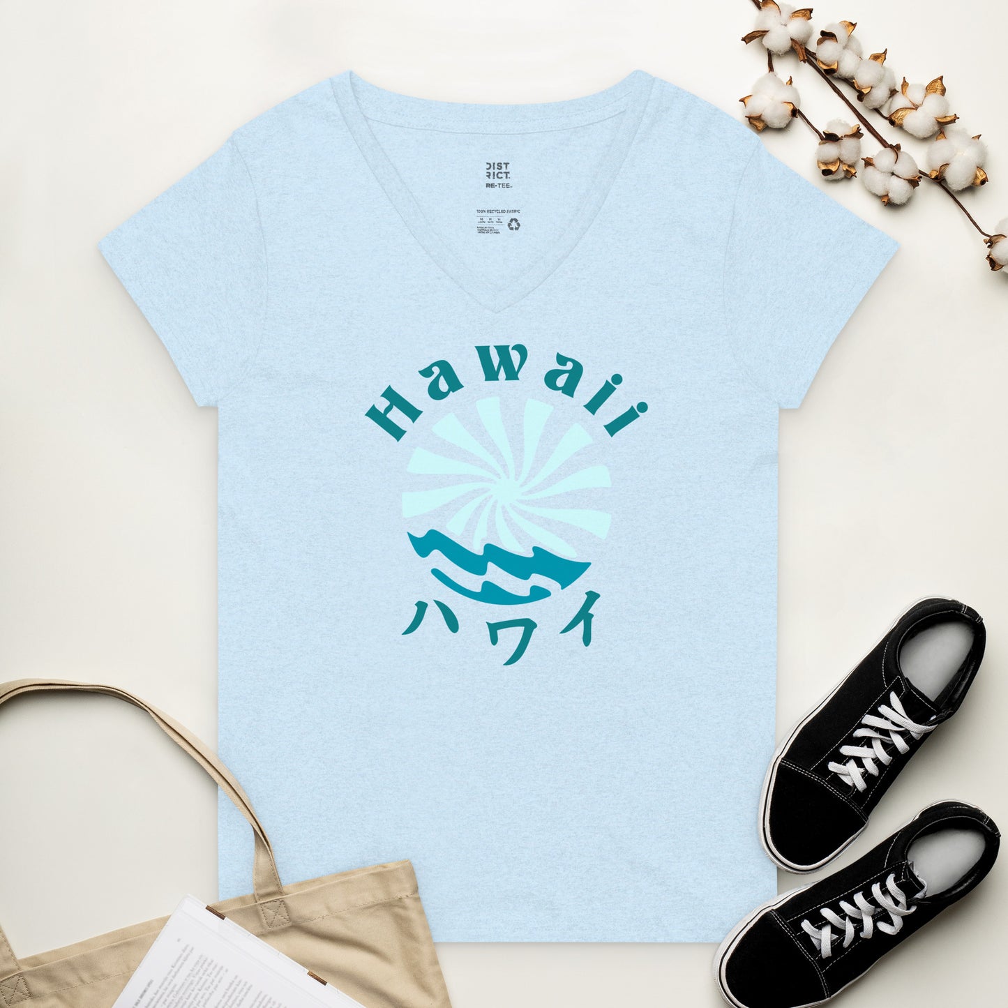 Hawaii Lo-Fi Islands Women’s Recycled V-Neck T-Shirt