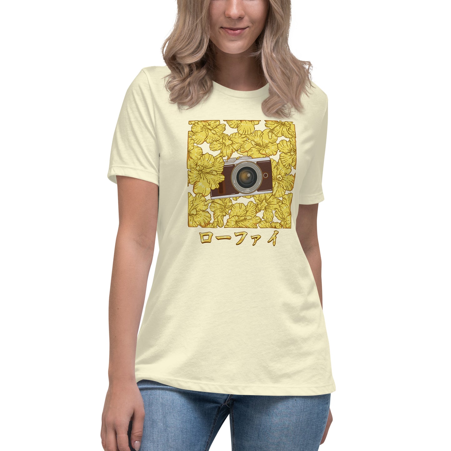 Gold Hibiscus Camera Women's Relaxed T-Shirt