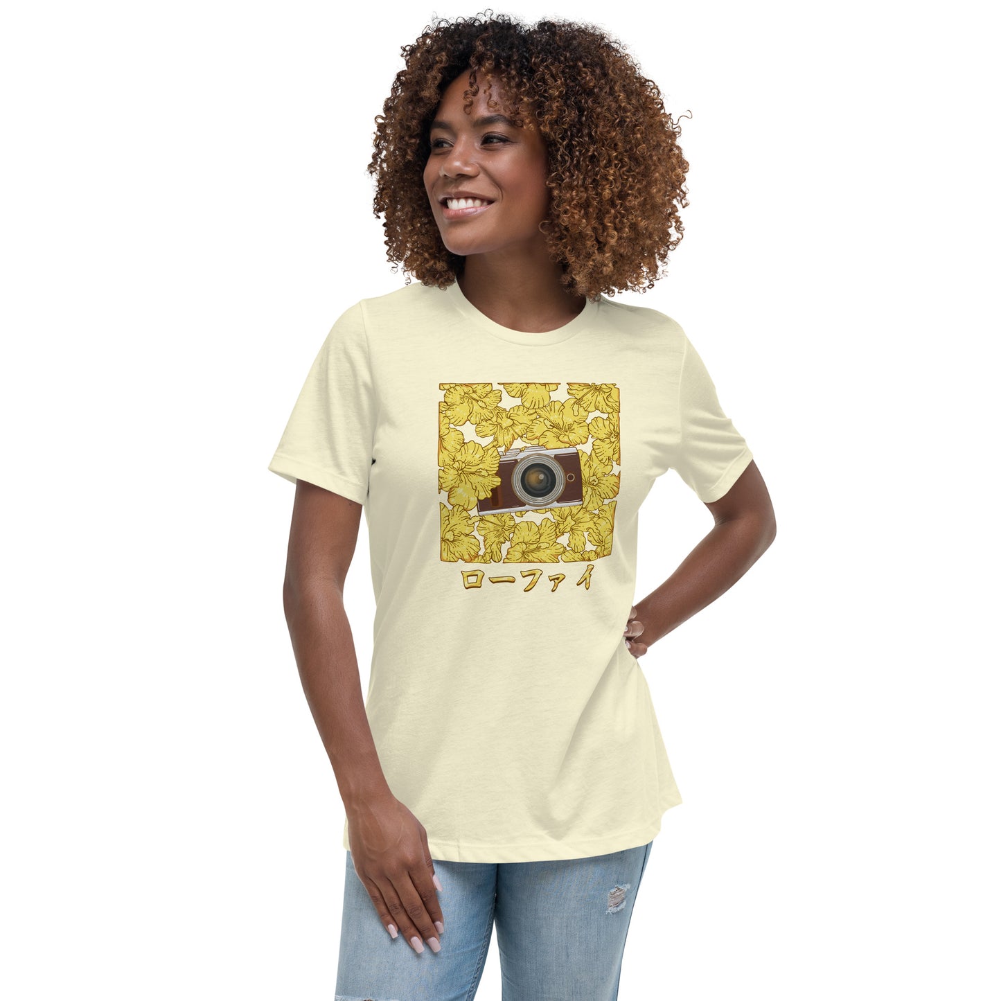 Gold Hibiscus Camera Women's Relaxed T-Shirt