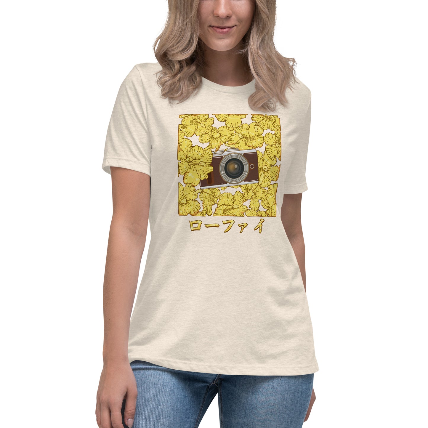 Gold Hibiscus Camera Women's Relaxed T-Shirt