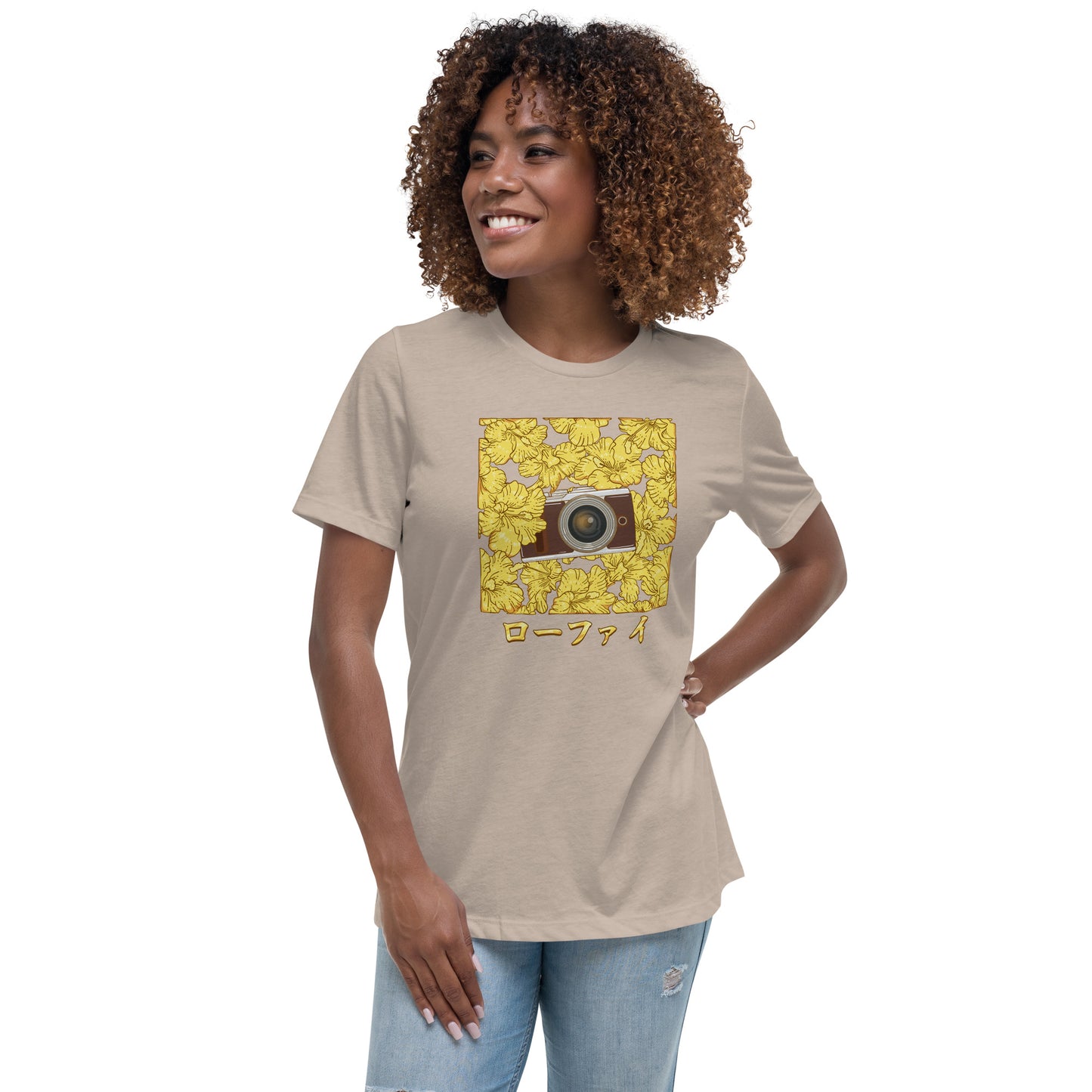 Gold Hibiscus Camera Women's Relaxed T-Shirt