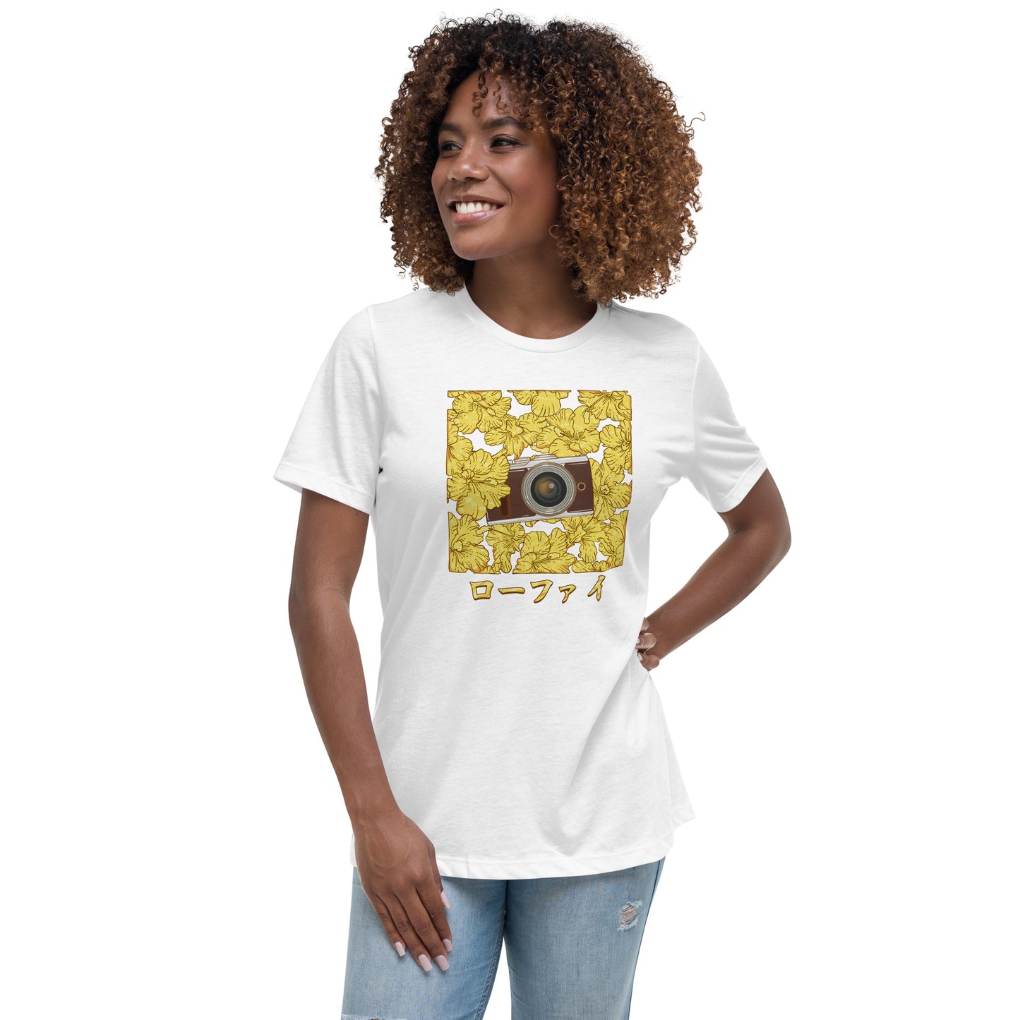 Gold Hibiscus Camera Women's Relaxed T-Shirt